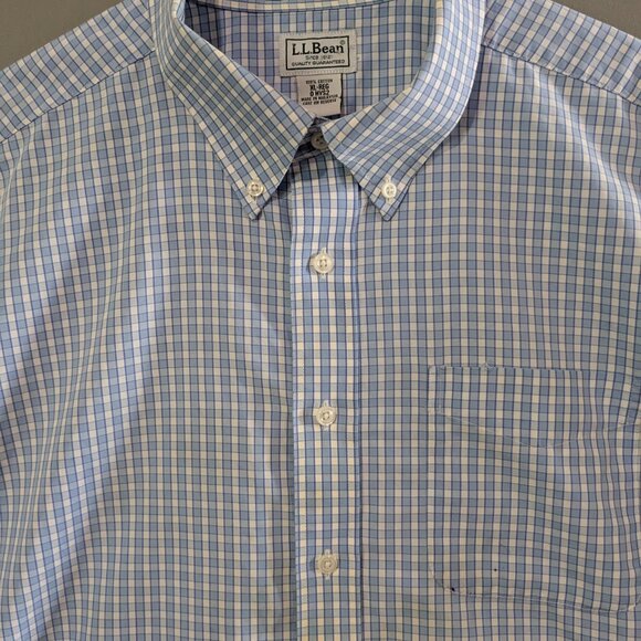 L.L. Bean Men's Wrinkle Resistant Short Sleeve Button Down Plaid Shirt XL Cotton - Picture 2 of 16